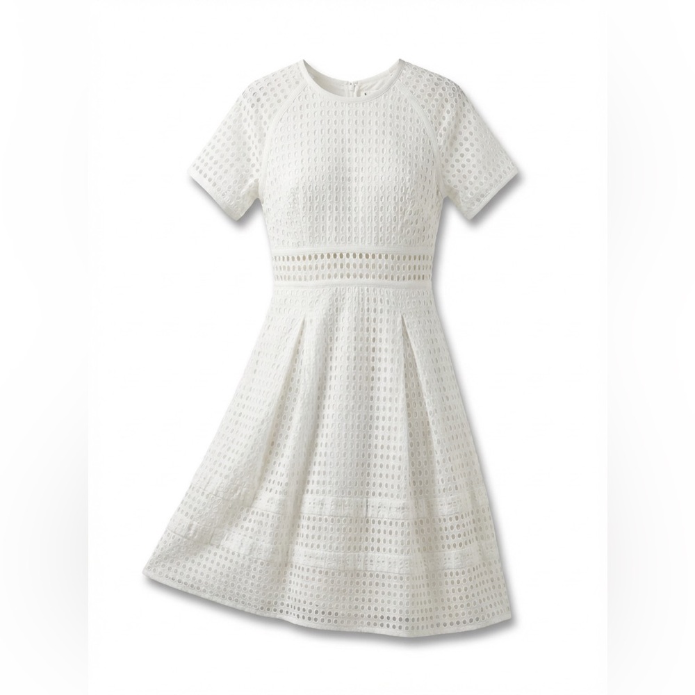 ✨Jonathan Simkhai White Eyelet Fit &‎ Flare Dress Size 8 ✨